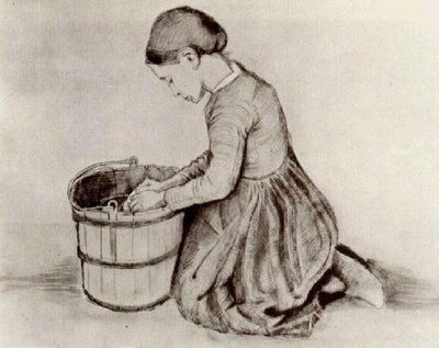 Girl Kneeling in Front of a Bucket by Vincent van Gogh